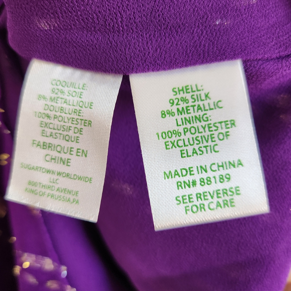 Lilly Pulitzer Idina‎ Long Sleeve Purple Silk Metallic Top Size Large - Picture 7 of 10